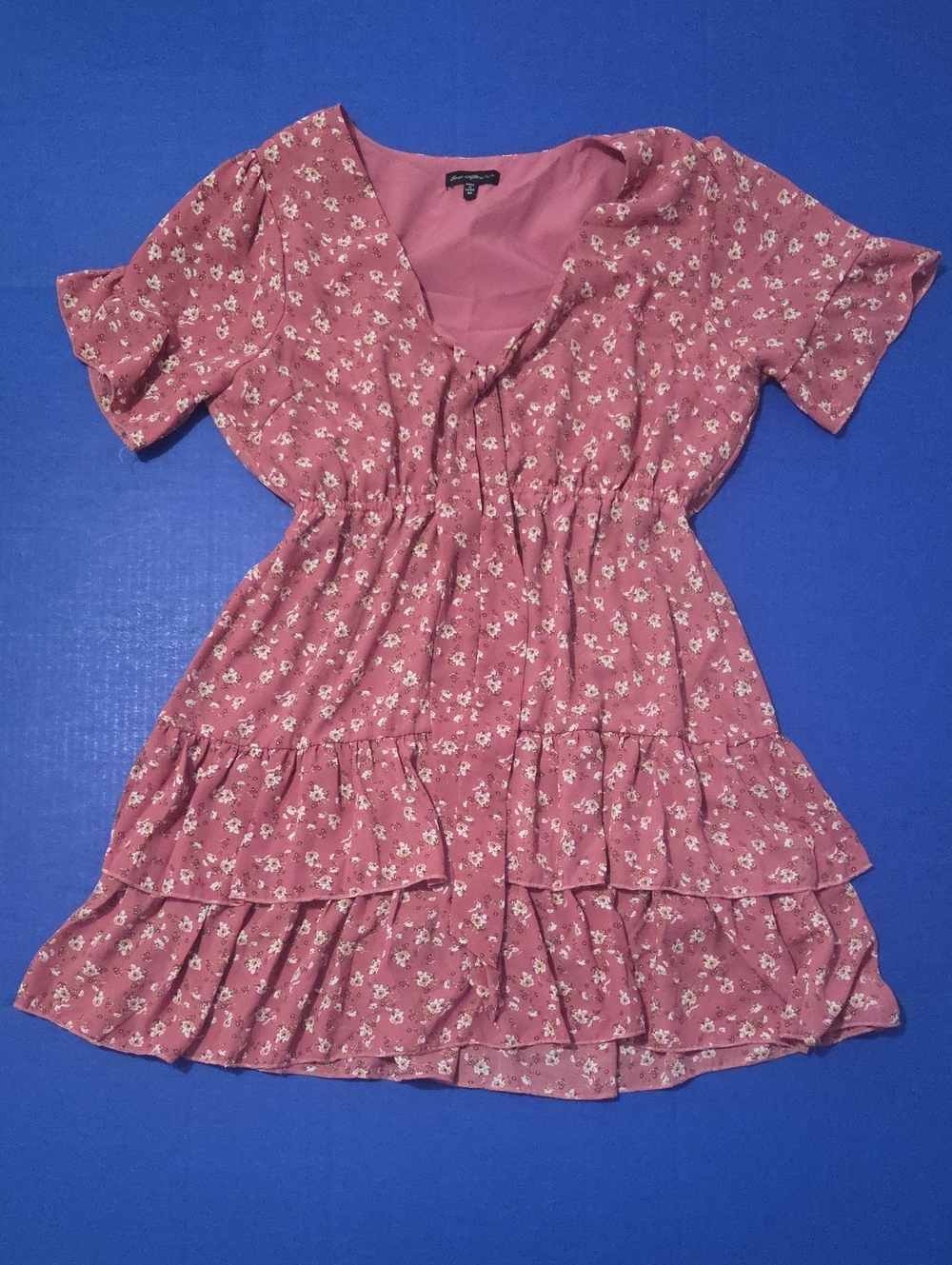Girls Pink Floral Tiered Casual Dress